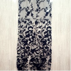 Ткань Сетка с вышивкой (черный)